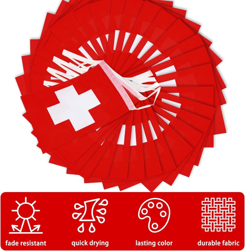 MVPRING Switzerland String Flag Pennant Banner, Small Mini Swiss Flags Bunting Banner, National Country Decoration for School, Party, Sports Events, Festival, 33 Feet 30 Flags - Image 4